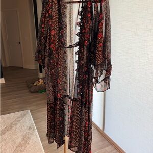 Black and Red Floral kimono